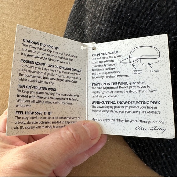 NEW.The Tilley Winter Cap, vintage. Wool and fleece. Gray, textured. - Picture 11 of 13